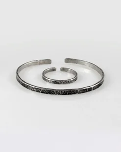 Komplet - srebrna bransoletka + obrączka - różne rozmiary - Zestawy biżuterii dla kobiet - miniaturka - grafika 1