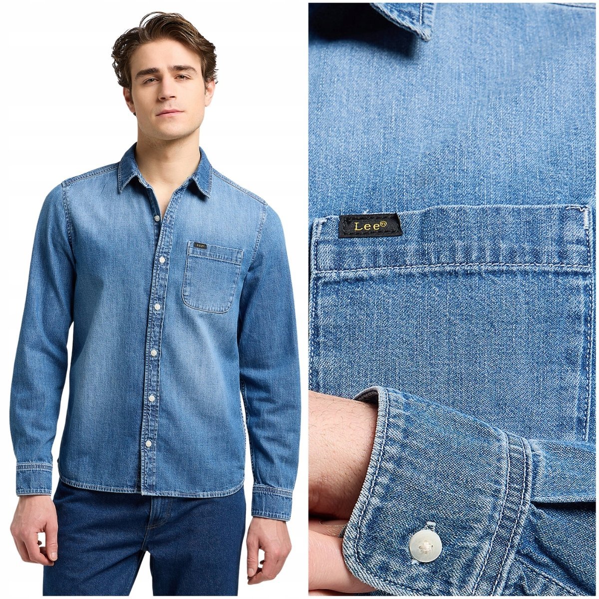Lee Leesure Shirt Denim klasyczna letnia koszula jeansowa męska DżINS M