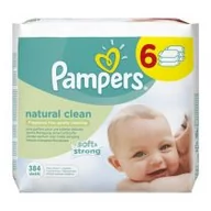 Chusteczki nawilżane - PAMPERS Ściereczki Naturally Clean 6 x 64ks - miniaturka - grafika 1