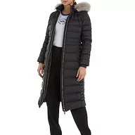 Płaszcze damskie - Tommy Hilfiger Damskie puchowe płaszcze Tyra Down Maxi z futrzanym puchem, Czarny, 3XL - miniaturka - grafika 1