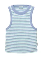 Koszulki i topy damskie - TOM TAILOR Dziewczęcy dziecięcy tank top ze strukturą żeberkową, 32158 - Off White Blue Aqua Stripe, 176 cm - miniaturka - grafika 1