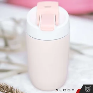 Kubek termiczny termos z ustnikiem słomką na kawę herbatę yerba mate 480ml bidon próżniowy Alogy Stalowy Różowy - Kubki termiczne - miniaturka - grafika 10