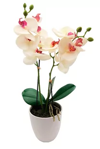 Storczyk silikonowy sztuczny biały z różowym środkiem JAK ŻYWY 45 cm - Sztuczne kwiaty - miniaturka - grafika 1