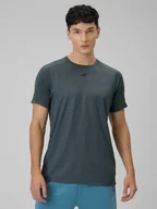 Koszulki sportowe męskie - 4F Koszulka treningowa regular szybkoschnąca męska - szara XXL - miniaturka - grafika 1