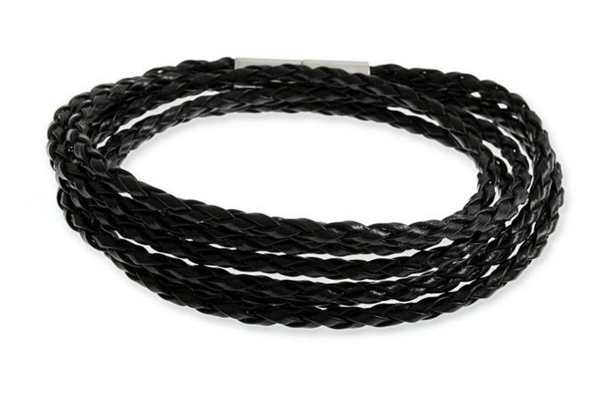 Bransoletka Pleciona Czarna Z Magnesami