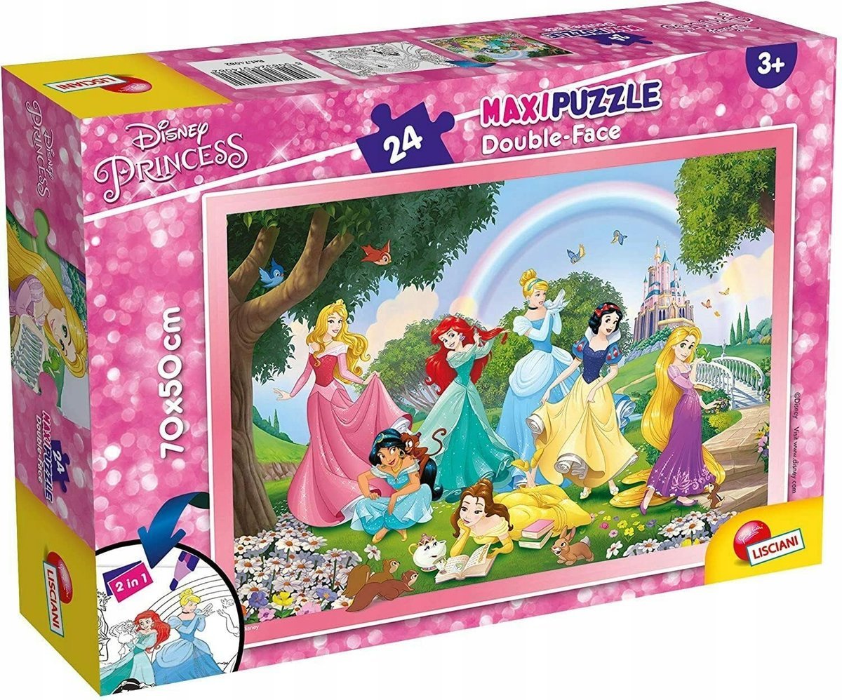 LISCIANIGIOCHI Maxipuzzle Dwustronne 24 Elementów Księżniczki Kolorowe