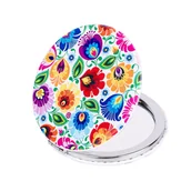 Lusterka do makijażu - Folkstar, Lusterko Kieszonkowe, Wzory Łowickie, Białe - miniaturka - grafika 1