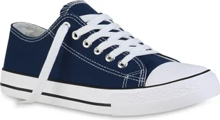 VAN HILL Damskie Trampki Niskie Wygodne Sznurowane Buty Materiałowe 838455, Kolor: Granatowy, Rozmiar: 36 - Trampki damskie - miniaturka - grafika 1