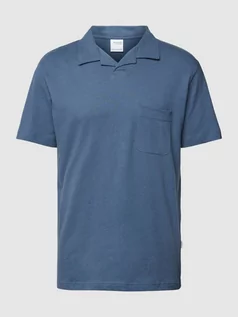 Koszulki męskie - Koszulka polo z mieszanki lnu i bawełny z nakładaną kieszenią na piersi - grafika 1