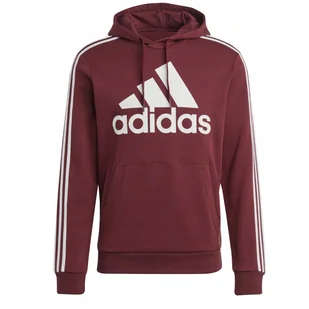 Bluza męska adidas Essentials Fleece 3-Stripes Logo Hoodie bordowa H47057 S - Bluzy męskie - miniaturka - grafika 1
