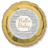 Baby shower i roczek - Balon foliowy, Hello Baby, okrągły, 43 cm - miniaturka - grafika 1