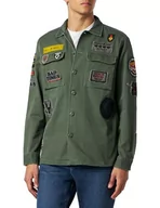 Kurtki męskie - Replay Męska kurtka koszulowa regular fit, 438 LIGHT MILITARY, S - miniaturka - grafika 1