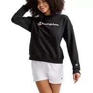 Bluzy damskie - Champion Damska bluza Powerblend Relaxed Crew, sitodrukowa bluza, Black-y08113, rozmiar L - miniaturka - grafika 1