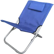 Meble ogrodowe - LEŻAK PLAŻOWY SKŁADANY Z ZAGŁÓWKIEM 47X61X37- 58CM GRANATOWY - miniaturka - grafika 1