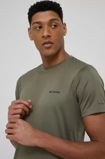 Koszulki męskie - Columbia T-shirt sportowy Zero Rules kolor zielony gładki - grafika 1