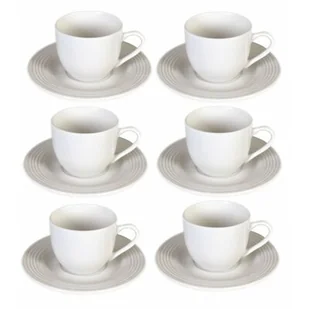 Tognana Polishgel Circles zestaw 6 filiżanek do kawy ze spodeczkami, porcelana, biała PS085012145 - Serwisy do kawy i herbaty - miniaturka - grafika 1