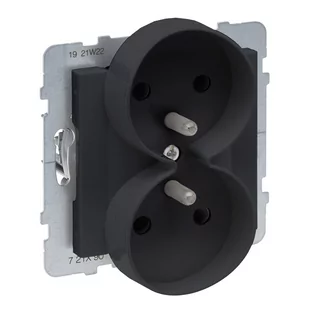 Legrand Gniazdo 2X2P+Z z przesłoną - 16 A - 250 V~ - zaciski automatyczne - możliwość montażu w ramkach wielkorotnych, CZARNY SUNO - Gniazdka elektryczne - miniaturka - grafika 1