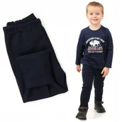 Legginsy - Ocieplane Getry chłopięce Długie legginsy Spodnie Granatowe 128 - miniaturka - grafika 1