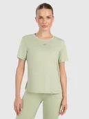 Koszulki sportowe damskie - 4F Koszulka treningowa regular szybkoschnąca damska - zielona L - miniaturka - grafika 1