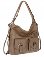 Torebki damskie - Torebka Damska Shopper Listonoszka Plecak 2w1 Worek na Ramię 88020 Beżowa - miniaturka - grafika 1