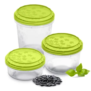 Zestaw Pojemników Plastikowych Do Żywności Okrągłe 3 Szt Pojemniki Zielone - Pojemniki kuchenne - miniaturka - grafika 1