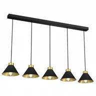 Lampy sufitowe - Luminex Demet 629 lampa wisząca zwis 5x60W E27 czarna/złota - miniaturka - grafika 1