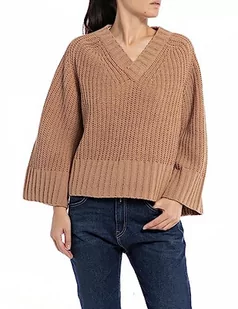 Replay Sweter damski z krótkim rękawem, 614 Desert, XXS - Swetry damskie - miniaturka - grafika 1