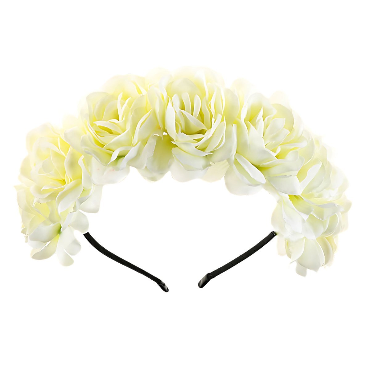 Opaska Wianek do Włosów Biały na Głowę Szeroki z Kwiatami Duży i Wygodny