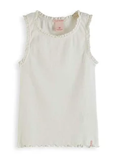 Scotch & Soda Organic Cotton Basic Rib Tank Top with Lace Edges T-Shirt Dziewczyny i Dziewczyny, 0006 biały, 6 - Koszulki i topy damskie - miniaturka - grafika 1