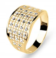 Pierścionki - ZŁOTY SZEROKI PIERŚCIONEK WZÓR AŻUR BOGATY 585 - miniaturka - grafika 1