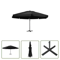 Parasole ogrodowe - The Living Store Parasol ogrodowy na aluminiowym słupku - 600 cm - czarny - Parasol Ogrodowy - miniaturka - grafika 1