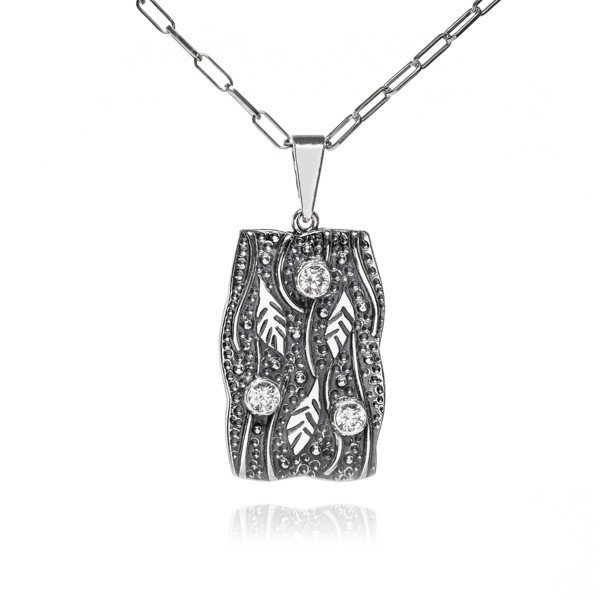 ankabizuteria.pl Srebrna zawieszka oksydowana z białymi cyrkoniami FO