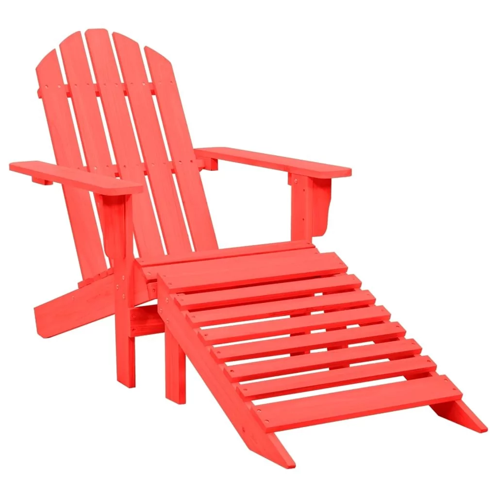vidaXL Lumarko Krzesło ogrodowe Adirondack z podnóżkiem, jodłowe, czerwone! 315863