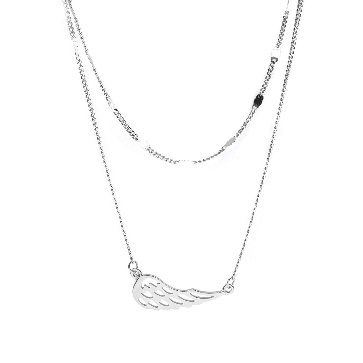 Srebrny podwójny naszyjnik celebrytka 925 Silver Wing