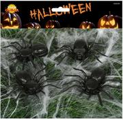 Halloween - Zestaw 4 plastikowych pająków - 10 cm - miniaturka - grafika 1