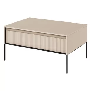 Stolik kawowy frezowany TREND 09 beż piaskowy/czarne nogi - Ławy i stoliki kawowe - miniaturka - grafika 1