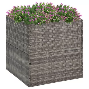 vidaXL Donica ogrodowa, szara, 80x80x80 cm, rattan PE - Donice - miniaturka - grafika 1