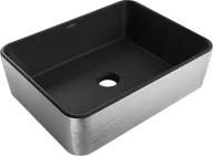 Umywalki - Mexen Catia umywalka nablatowa 48 x 37 cm, czarna mat/srebrna wzór linie - 21314873 - miniaturka - grafika 1