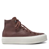 Trampki damskie - Trampki Converse Chuck Taylor All Star Lift Platform Water Repellent Leather A10362C Brązowy - miniaturka - grafika 1