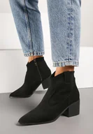 Botki damskie - Czarne Botki Vices Kowbojki na Słupku Vertiona - miniaturka - grafika 1