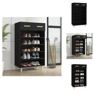 Szafki na buty - vidaXL Szafka na buty czarna 60x35x105 cm materiał drewnopochodny - Stojaki i szafki na buty - miniaturka - grafika 1