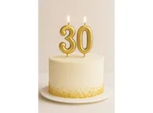Urodziny dziecka - Świeczki cyferki złote - 30 - 2 szt. - miniaturka - grafika 1