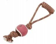 Zabawki dla psów - Zabawka dla psa psów gryzak sznur lina bawełna 34cm z piłką tenis szarpak - miniaturka - grafika 1