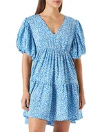 Sukienki - IZIA Damska sukienka z krótkim rękawem, midi, niebiesko-biała, M, niebieski biały, M - miniaturka - grafika 1