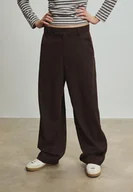 Spodnie damskie - Stradivarius Spodnie wizytowe baggy w paski Brązowy 44 - miniaturka - grafika 1