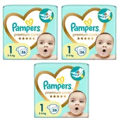 Pieluchy - 3x Pieluchy PAMPERS Premium Care Skin Comfort rozmiar 1 (2-5 kg) 26 szt - miniaturka - grafika 1