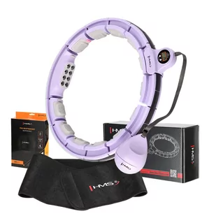 ZESTAW HULA HOP MAGNETYCZNY VIOLET HHM13 Z LICZNIKIEM HMS + PAS WYSZCZUPLAJĄCY BR163 BLACK - Pozostały sprzęt i akcesoria do ćwiczeń - miniaturka - grafika 1