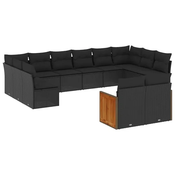 Zestaw Mebli Ogrodowych Rattan PE Czarny 55x62x69 cm