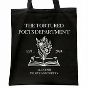 Torby i wózki na zakupy - Torba bawełniana czarna na zakupy Taylor Swift The Tortured Poets - miniaturka - grafika 1