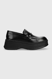 Calvin Klein mokasyny skórzane PITCHED LOAFER W/HW damskie kolor czarny na platformie HW0HW01817 - Mokasyny damskie - miniaturka - grafika 1